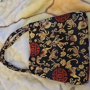 Asian Silk Print Top Handle Purse